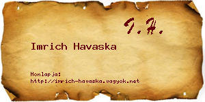 Imrich Havaska névjegykártya